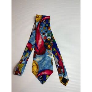 Vintage 1992 Barcelona Olympics Silk Necktie Novelty‎ Pattern Colorful